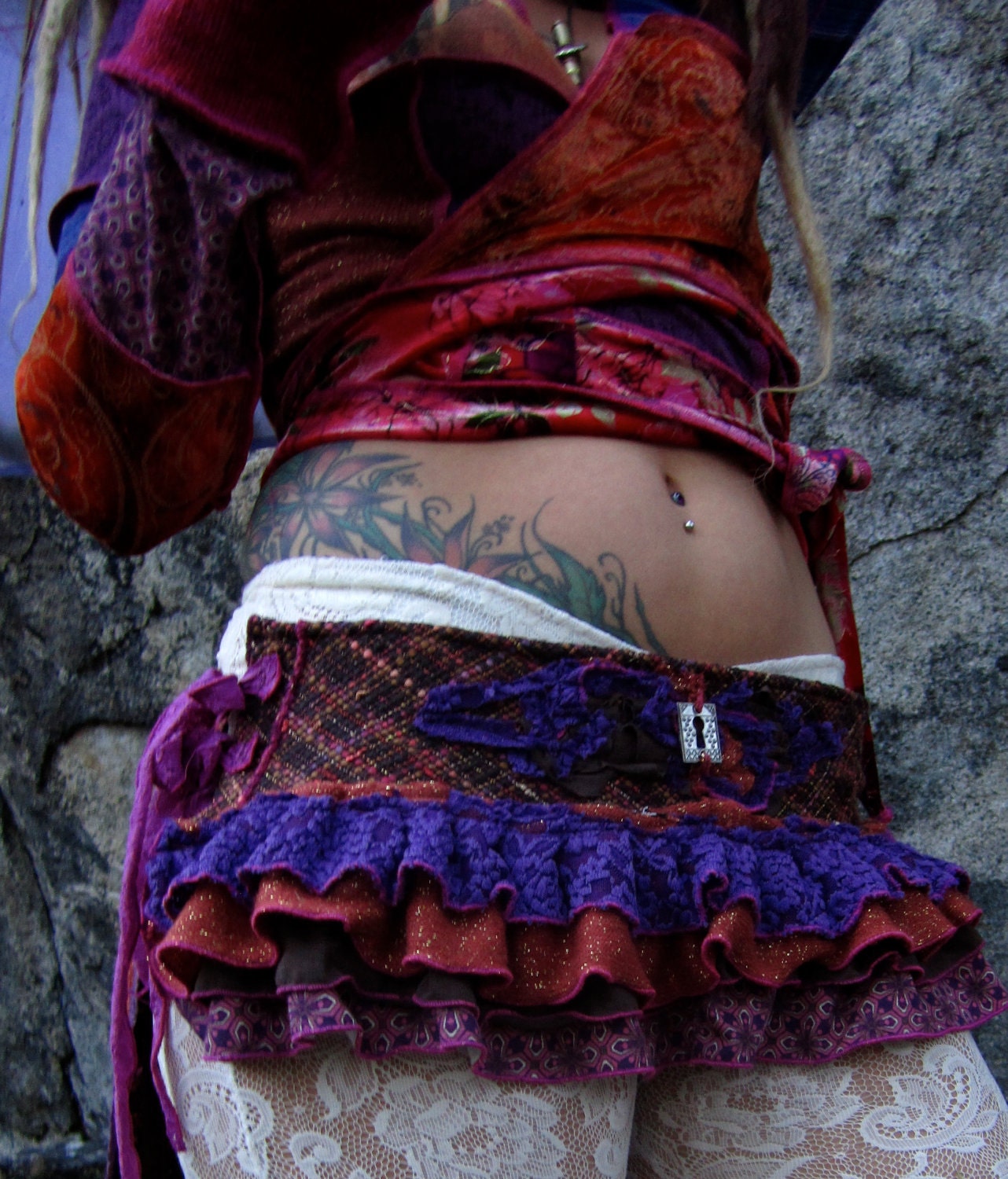 Festival Tattered Ruffle Skirt Pixie Clothing