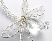 Swarovski Crystal large ornate Sterling Dragonfly Hair Clip, Pin, Brooch or Bouquet Decoration