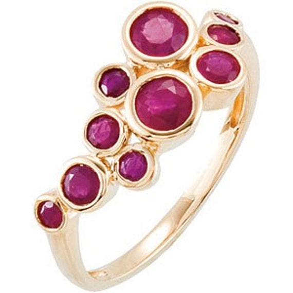 14kt Yellow Gold and Genuine Madagascar Ruby Ring - 2,2.5,3,4mm Stones