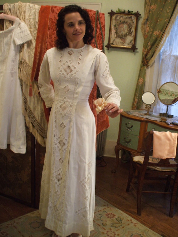 1900 HARDANGER Hand Embroidered SWEDISH WEDDING Dress