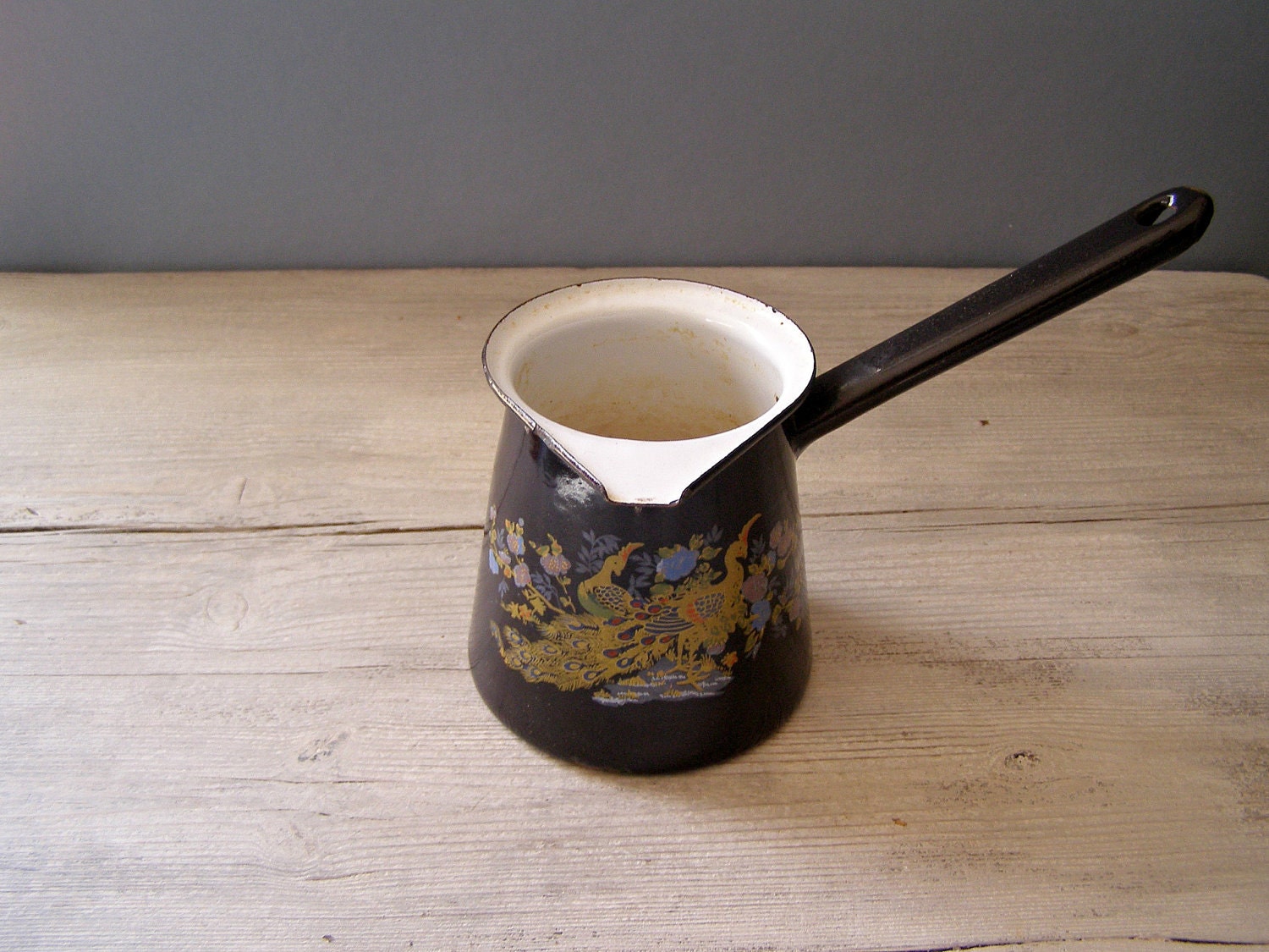 Rustic Coffee Pot, Vintage Blue Enamel Pot