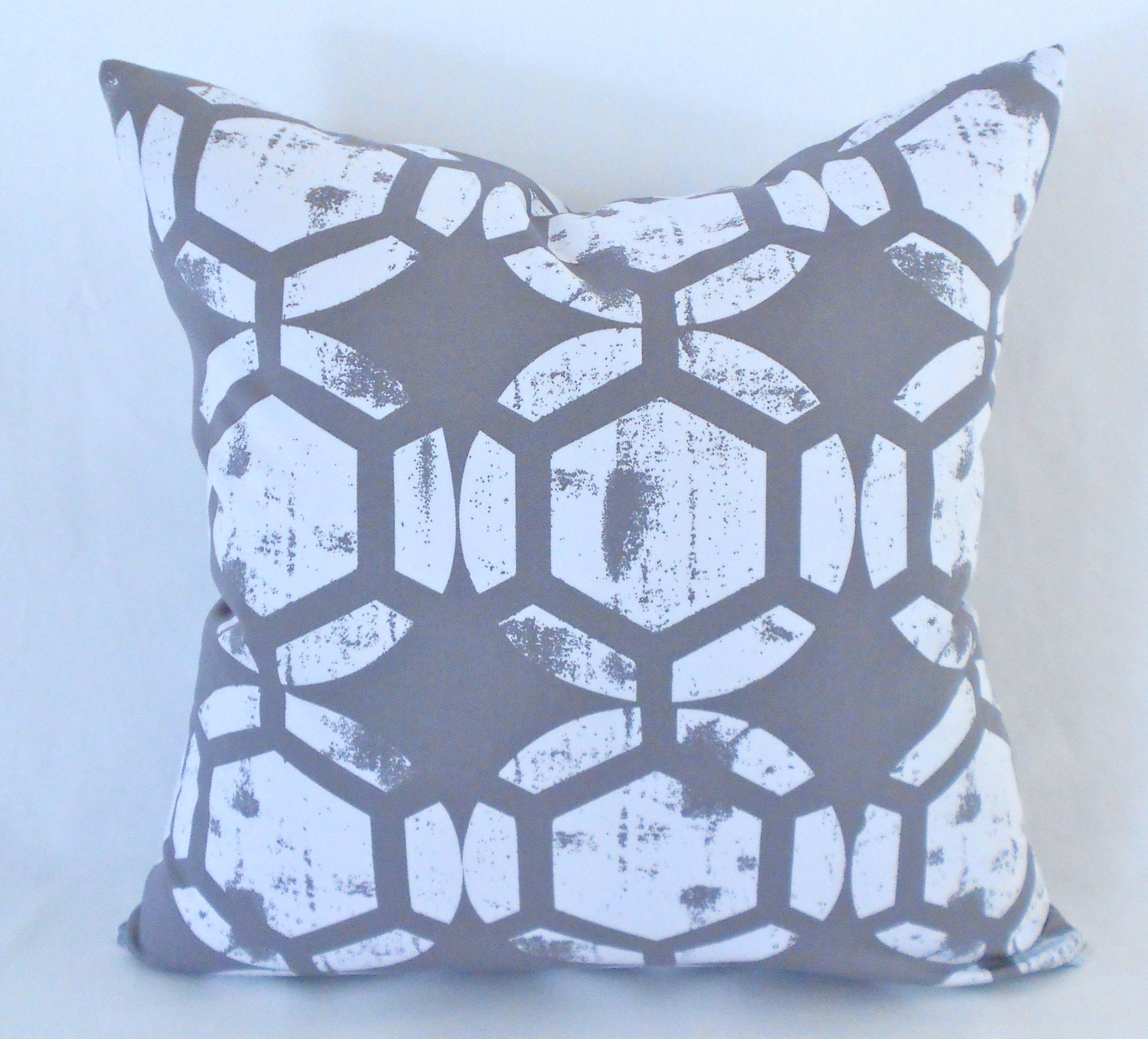 2 Designer Pillow Covers Grey White Ikat Any Size