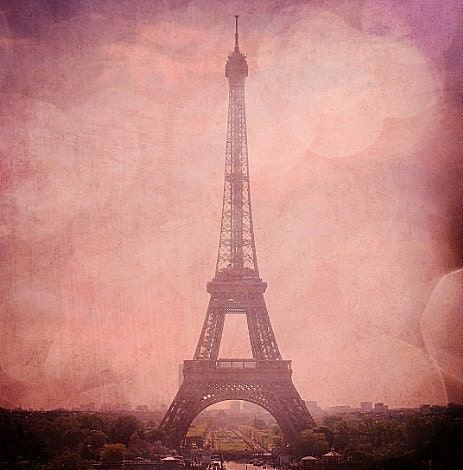 Eiffel Tower in Pink Champagne - Pink Eiffel Tower, Bokeh Paris, France Fine Art Photography 8x10" Matte Print