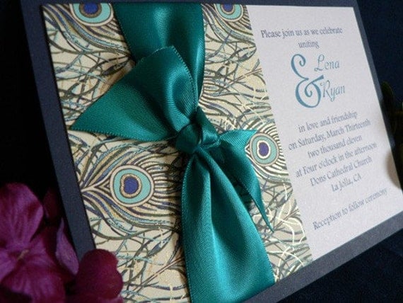 Peacock wedding invitation- limited edition